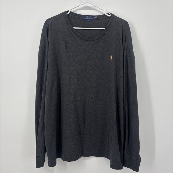 Polo Ralph Lauren Gray Long Sleeve T-Shirt Men’s Size 2XL XXL Pony Logo Classic - Picture 1 of 10